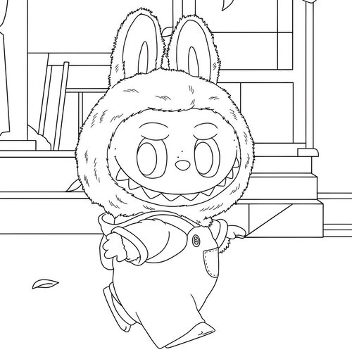 Black and white characters coloring page example