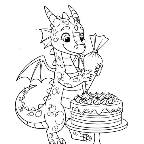 Black and white fantasy coloring page example